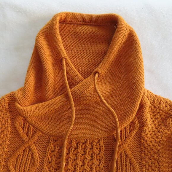 LL Bean Signature Cotton Funnelneck Sweater Saddle Drawstring Small Fishermans - Picture 4 of 12